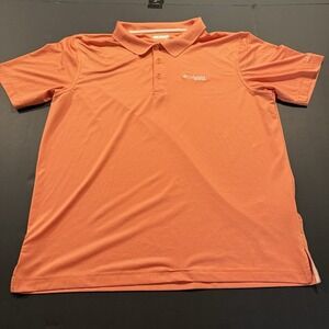Columbia PFG Men's L Shirt Orange Polo Short Sleeve Omni Shade